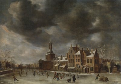 Das Blauwpoort in Leiden im Winter von Jan Abrahamsz. Beerstraten